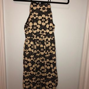 Urban Outfitters Floral Black Gold High Neck Dress